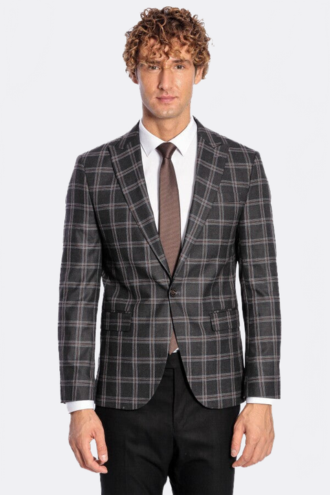 Slim Fit Peak Lapel Black Men Blazer - Wessi