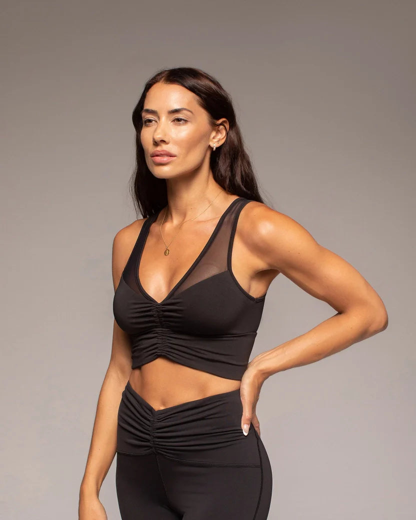 Palma Mesh Longline Bra - Black