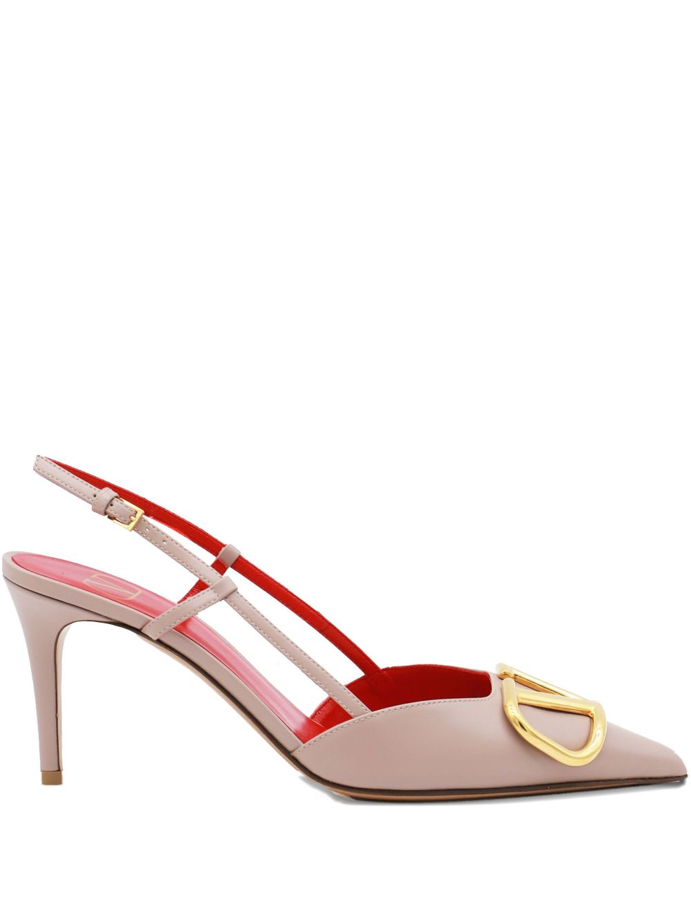 Pink Calf Leather Slingback Pumps 80mm Heel