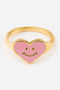 Pink Enamel Smiley Heart Ring
