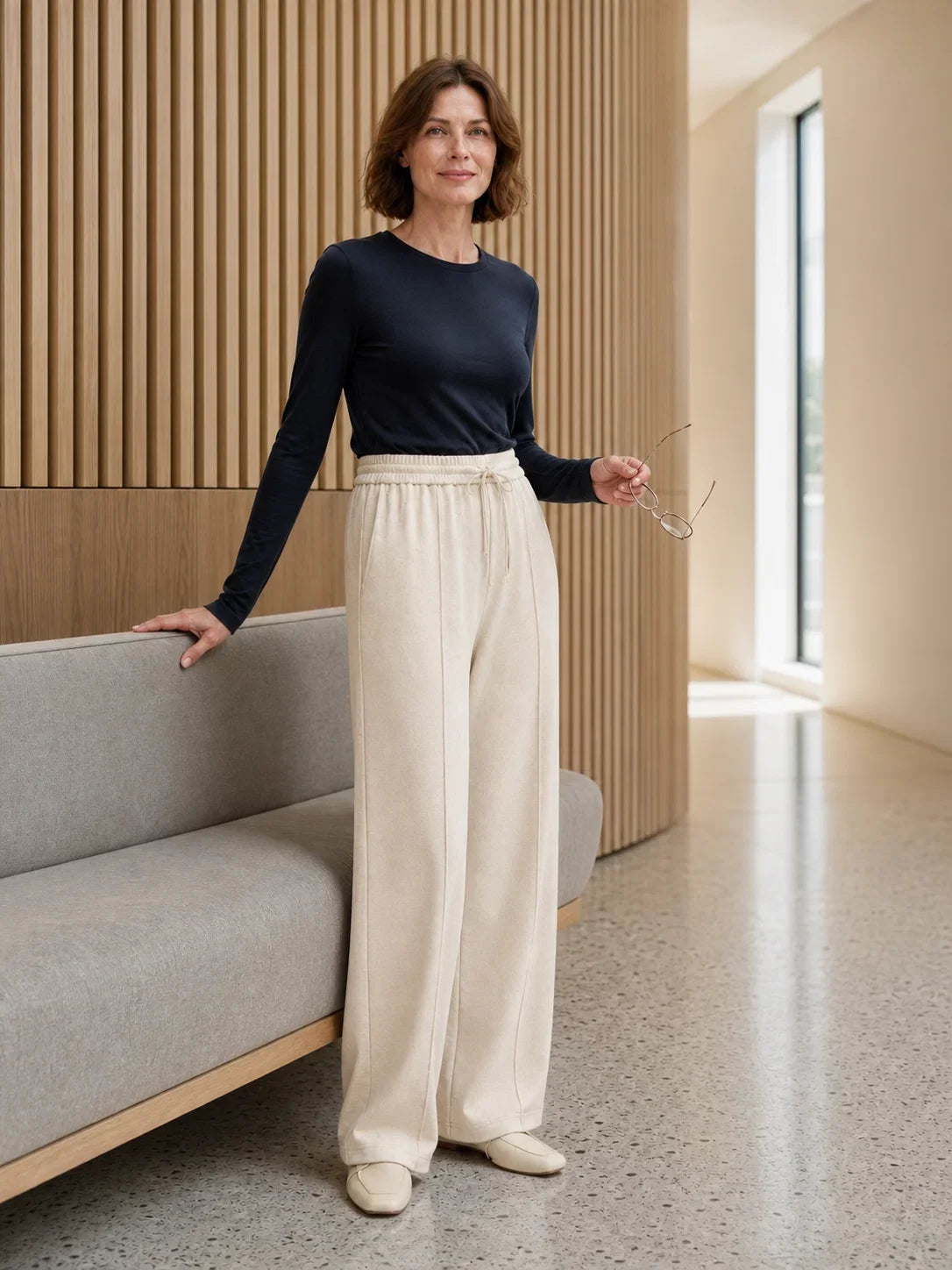 Lyocell-Blend Sculpted Pin-Tuck Drawstring Straight Trousers TAMSIN