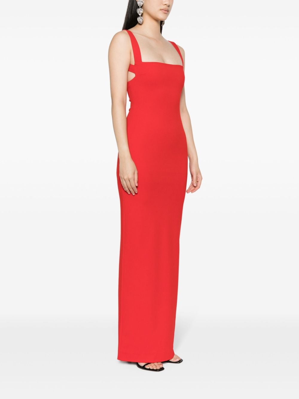 Red Crepe Sleeveless Breathable Summer Dress