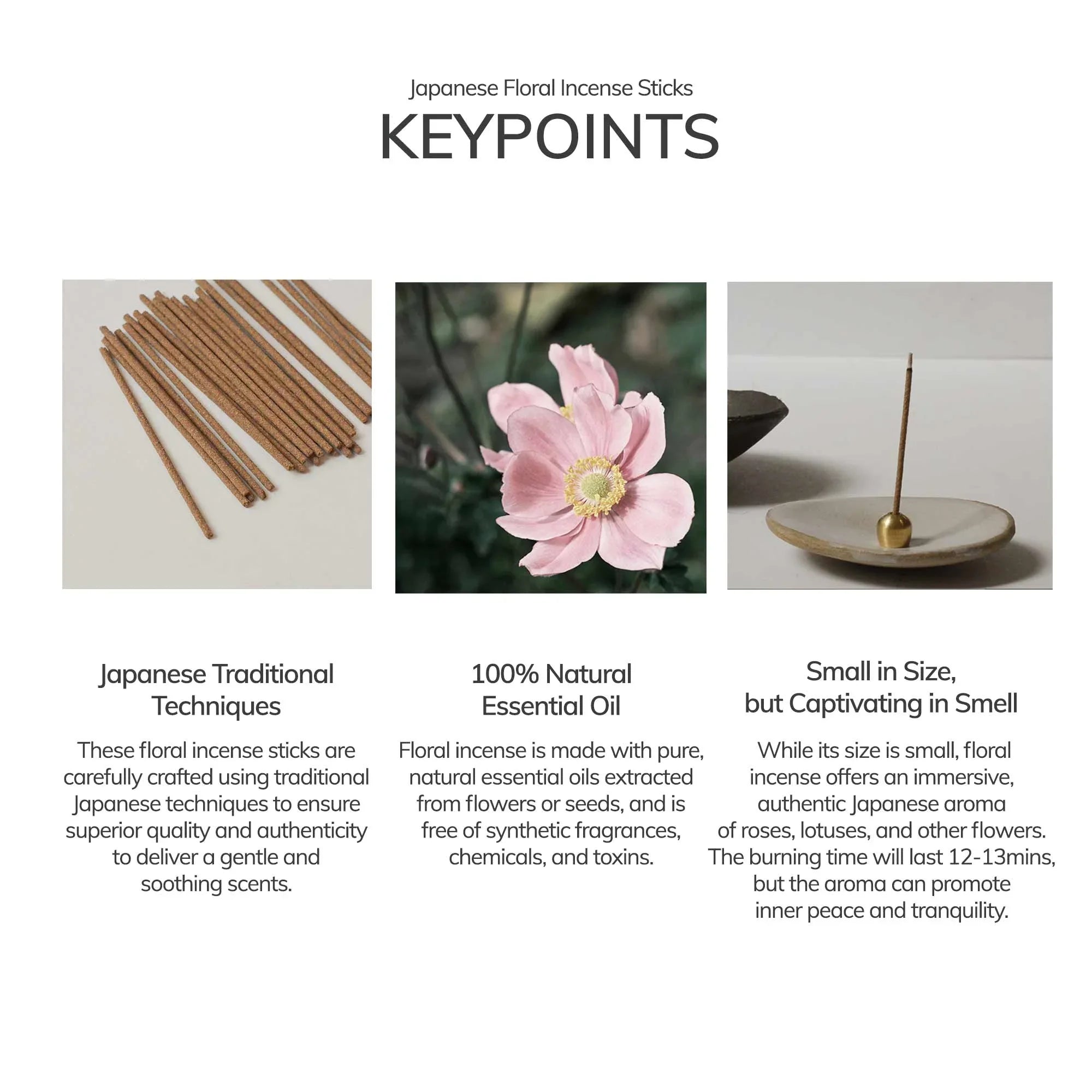 Rose Japanese Incense Stick Set – 30 Sticks