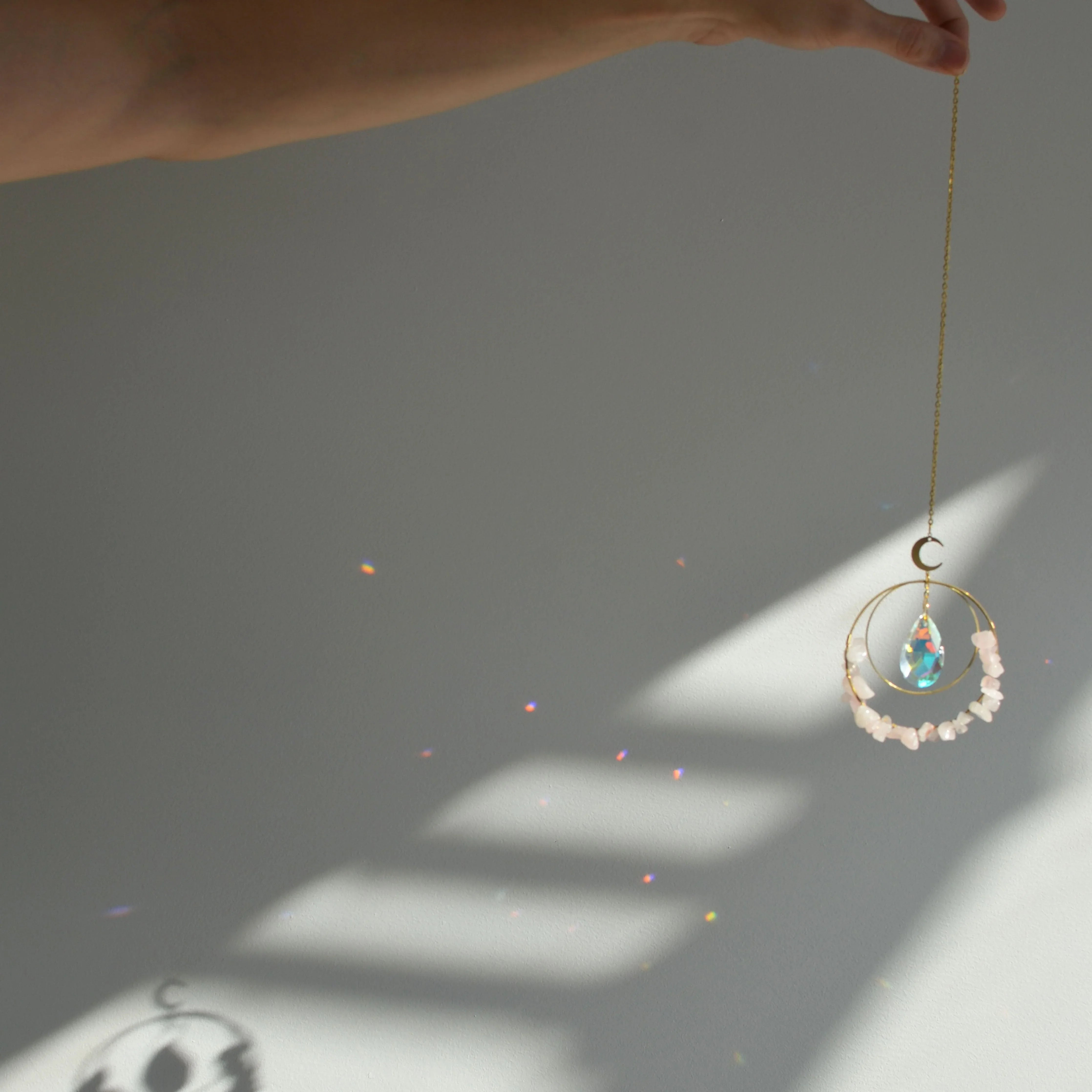 Rose Quartz & Crystal Sun catcher