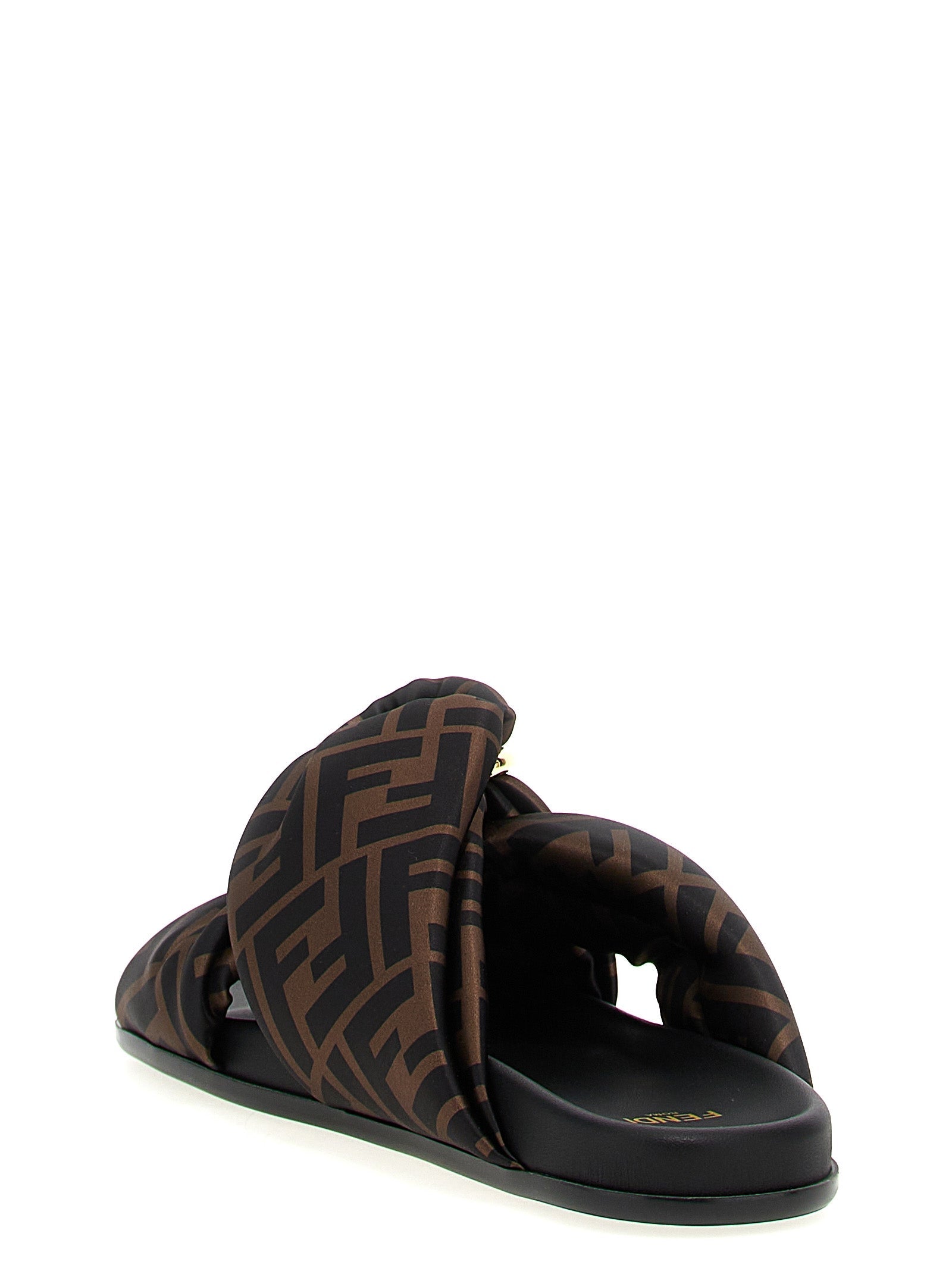 Satin Slides with Padded Band and Leather Sole