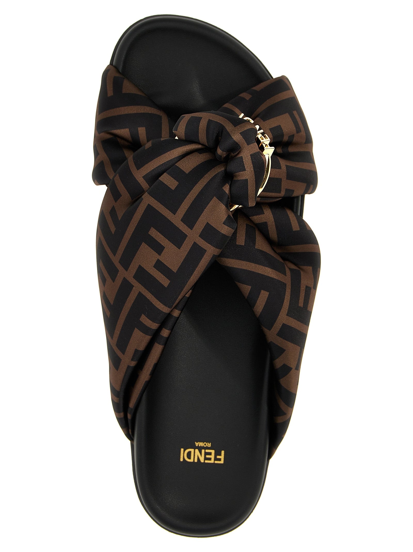 Satin Slides with Padded Band and Leather Sole