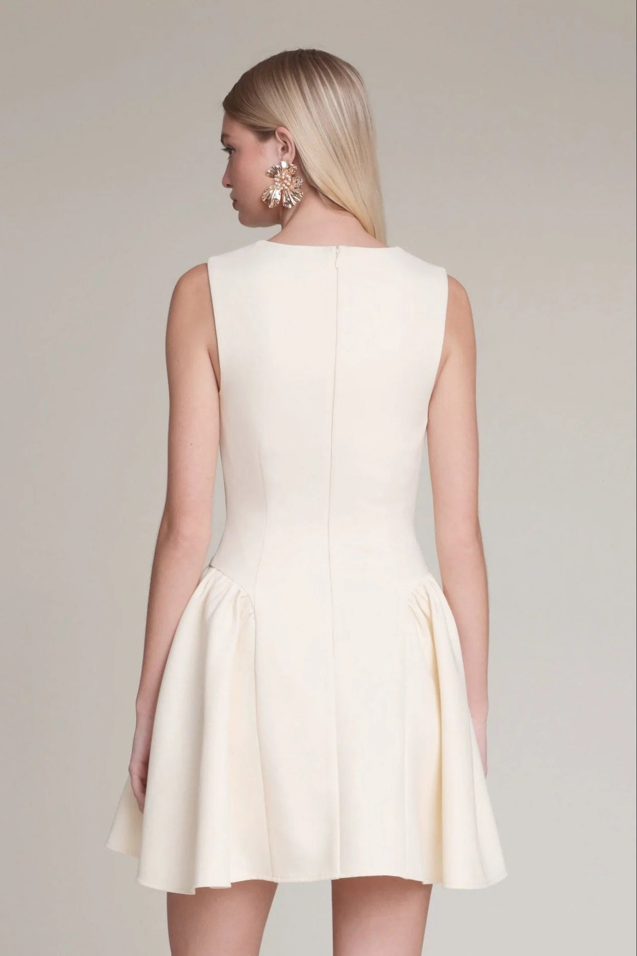 Sculpted Flounce Mini Dress