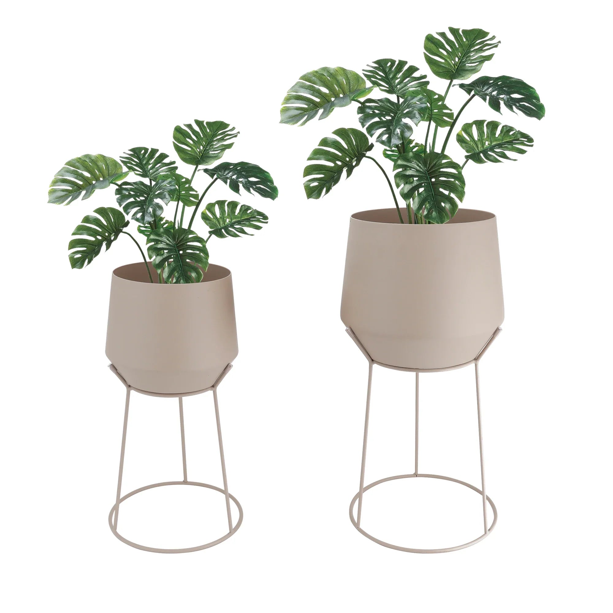 Set of 2-16"&19.5"H Set Of 2 Cream Grey Flowerpot