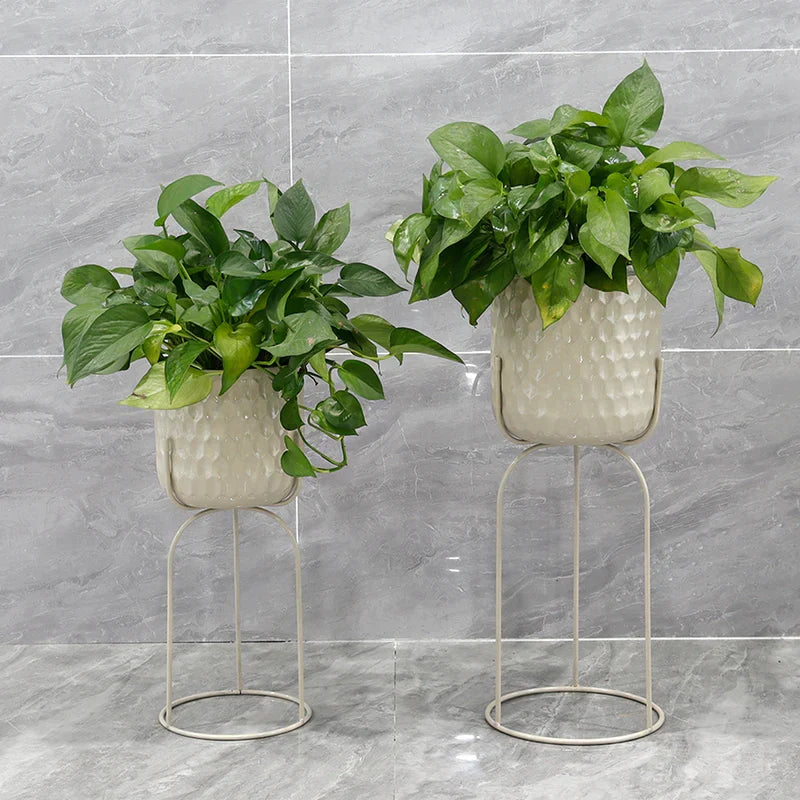 Set Of 2-18"&21.5"H Flower Pot Stand(Gray, barrel pressed)