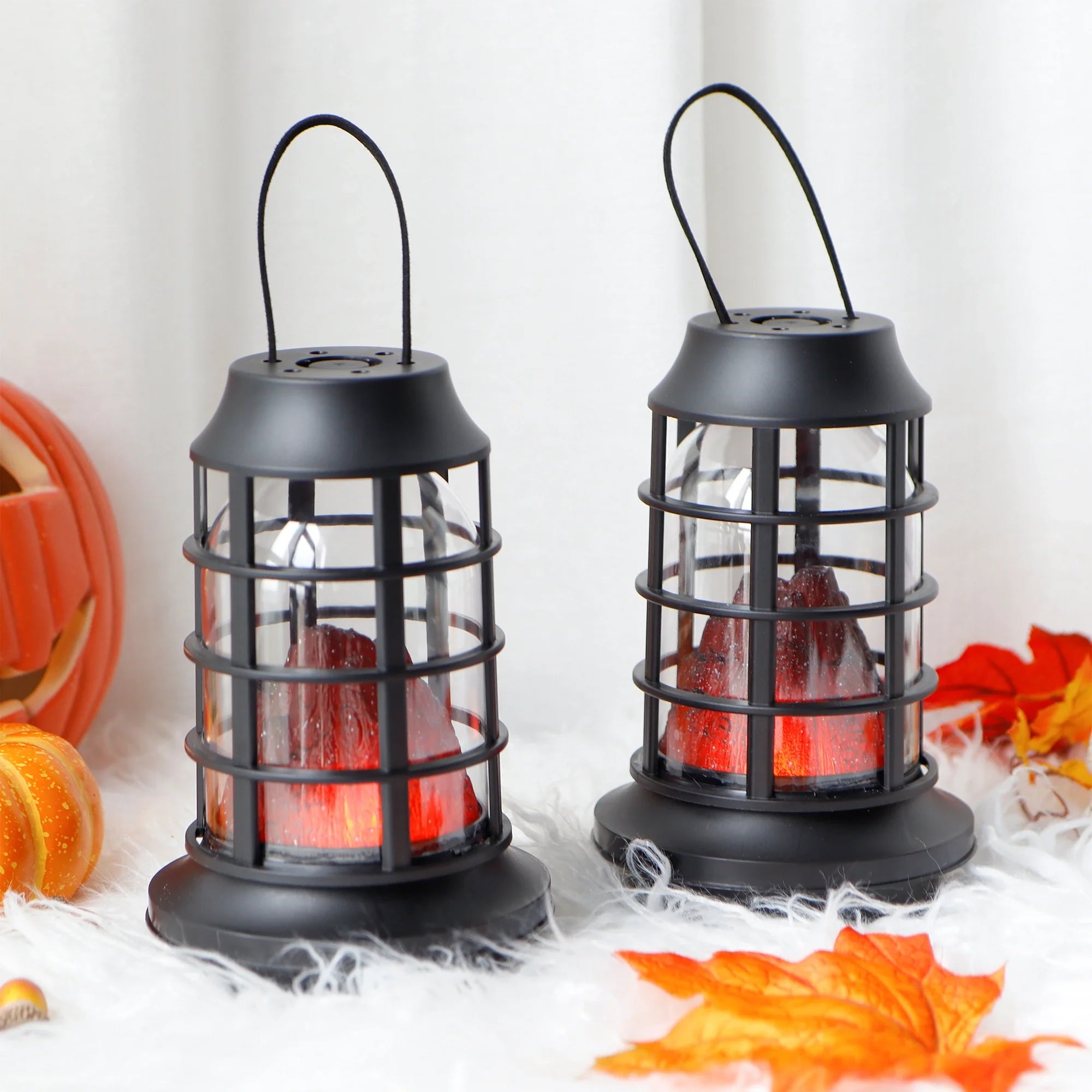 Set of 2 8" Flame Lamp with Timer