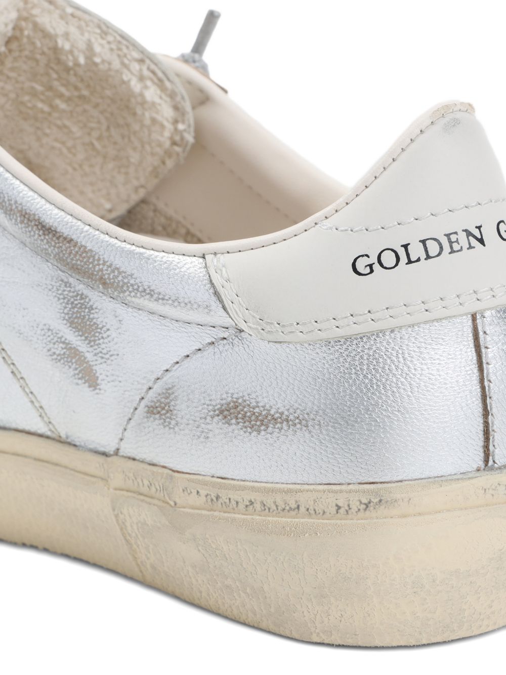 Silver-Tone Lace-Up Sneakers Comfortable Flat Sole