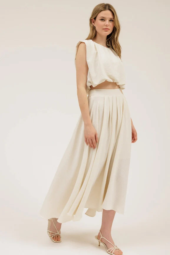 Sleeveless Balloon Crop Top - CREAM