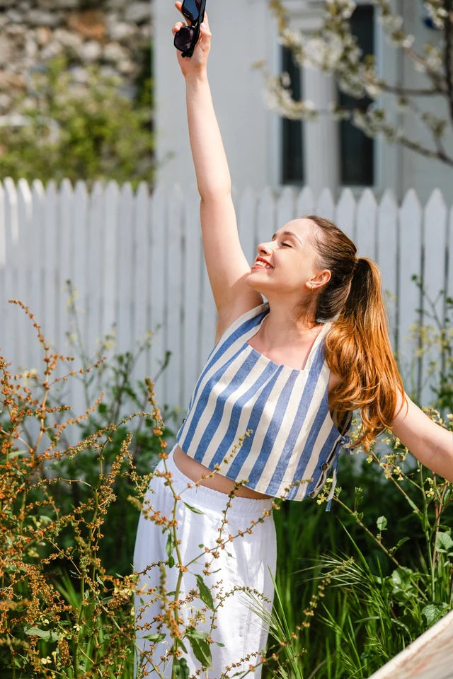 Sleeveless Boxy Striped Crop Top