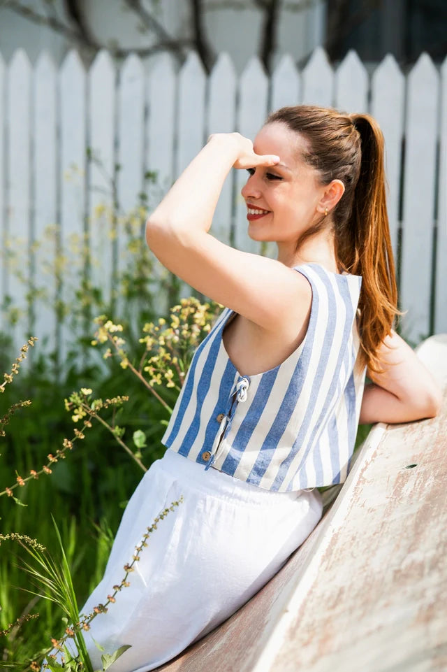 Sleeveless Boxy Striped Crop Top