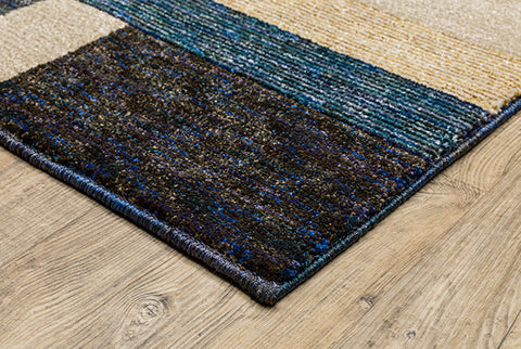 Flourish Contemporary Rug - Tan / Dark Gray / Burnt Yellow / Turquoise