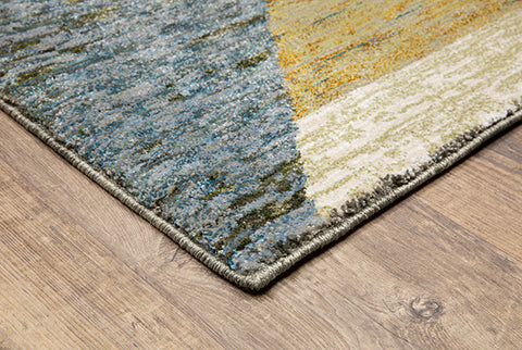 Flourish Contemporary Rug - Denim Blue / Tan / Rust / Cream / Brown