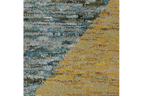 Flourish Contemporary Rug - Denim Blue / Tan / Rust / Cream / Brown