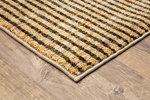 Flourish Contemporary Rug - Tan / Brown / Camel / Denim Blue