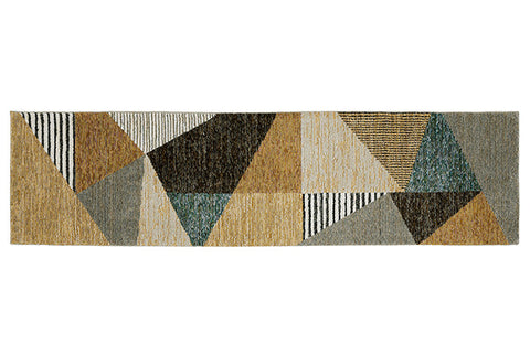 Flourish Contemporary Rug - Tan / Brown / Camel / Denim Blue