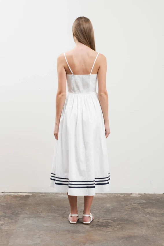 Stripe Detail Spaghetti Strap Midi Dress