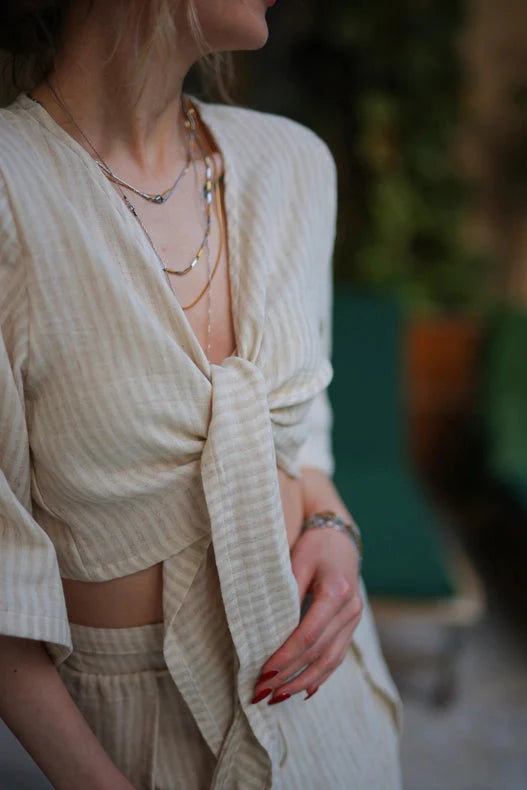Striped Wrap Crop Top