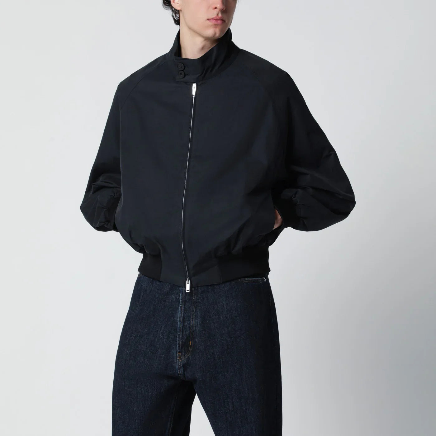 STUDIO NICHOLSON Over bomber jacket ink blue cotton-blend