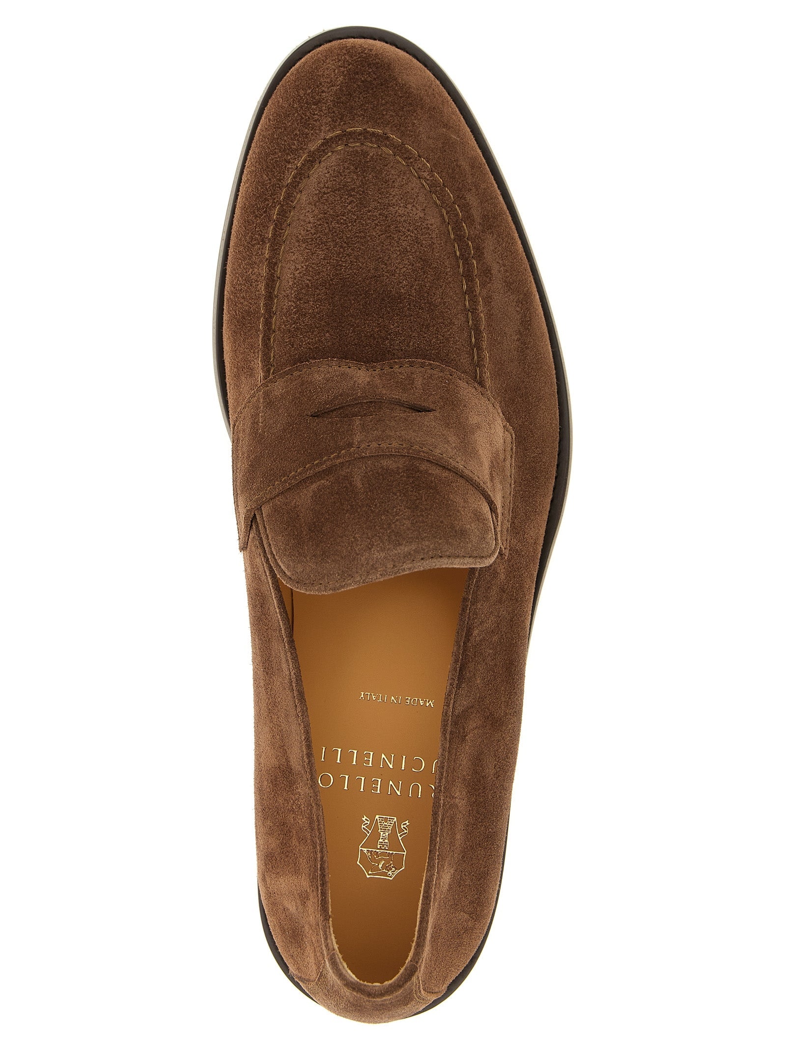 Suede Penny Loafers with Leather Sole