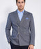 Navy Pinstriped Slim Fit Double-Breasted Blazer with Silver Metal Buttons – Wessi