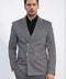 Anthracite Pinstriped Slim Fit Double-Breasted Blazer with Silver Metal Buttons – Wessi