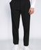 Black Double-Pleated High-Waisted Slim Fit Trousers with Side Buckles – Wessi