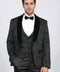 Baroque Patterned Velvet Shawl Collar Vest With Black Tuxedo- Wessi