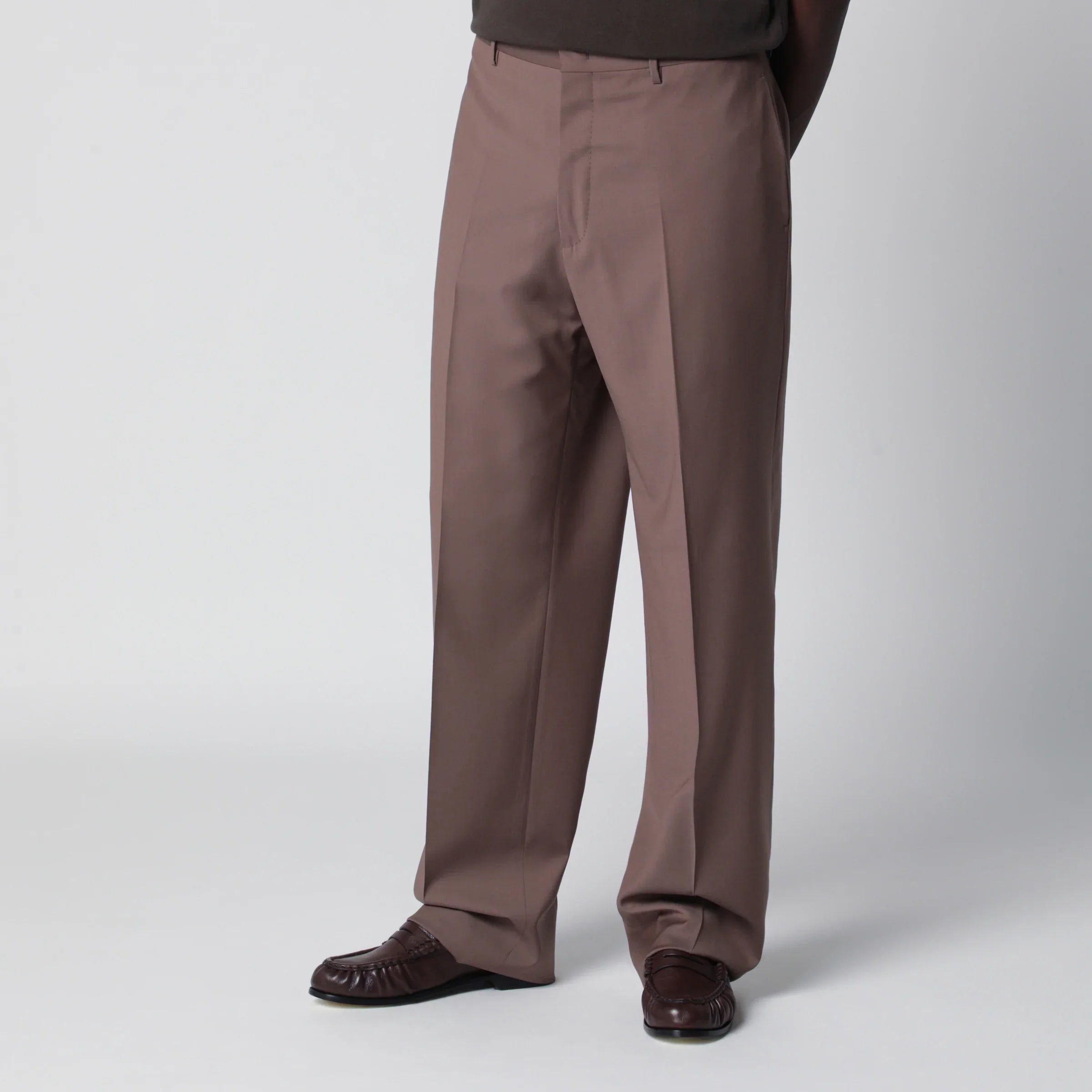 Taupe Virgin Wool Double-Breasted Suit for Comfort