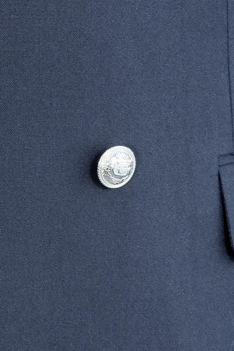 Modern Fit Double-Breasted Navy Men’s Suit with Silver-Tone Metal Buttons – Wessi