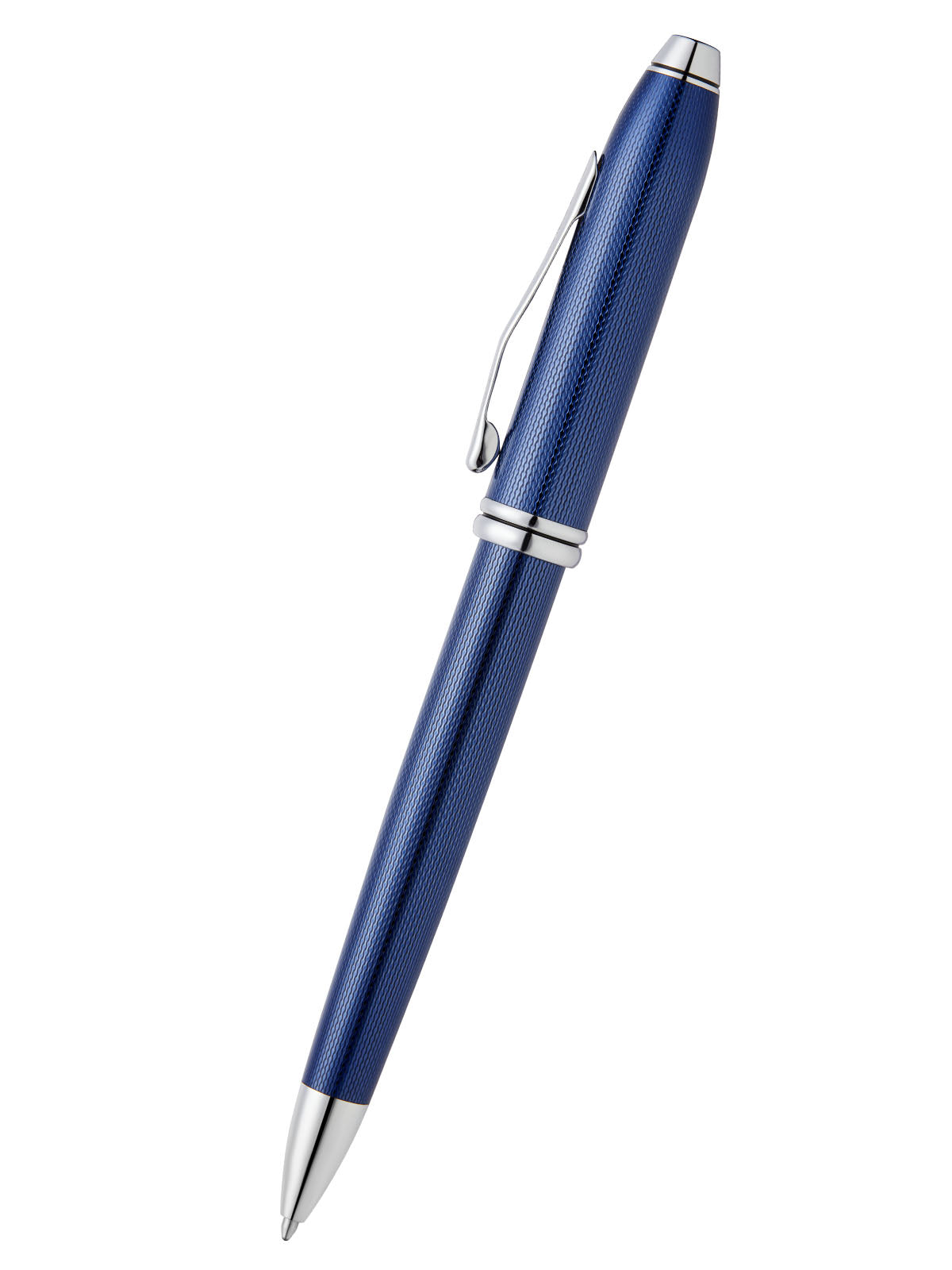 Townsend® Polished Translucent Cobalt Blue Engraved Diamond Pattern with Polished Chrome Appointments Ballpoint Pen