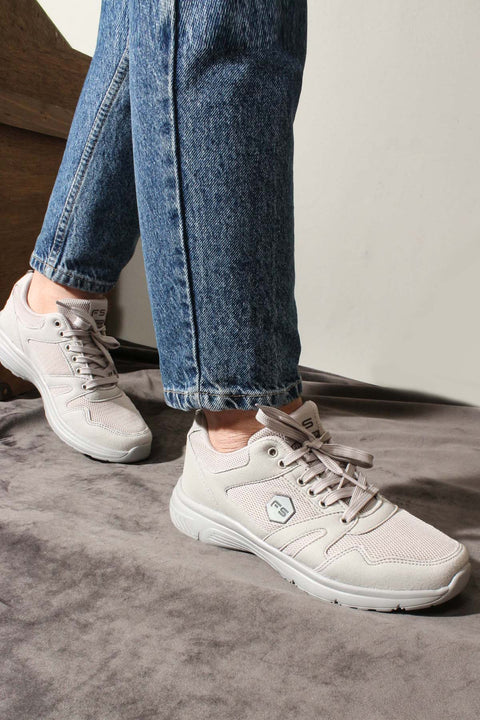 Men's Light Gray Athletic Sneakers with Breathable Mesh - Wessi