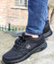 Men's All-Black Athletic Sneakers with Mesh Panels - Wessi