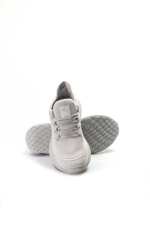Men's Light Gray Knit Sneakers with Cushioned Sole - Wessi