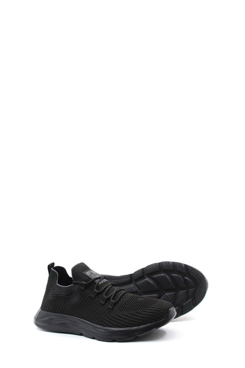 Men's All-Black Knit Sneakers with Flexible Sole - Wessi
