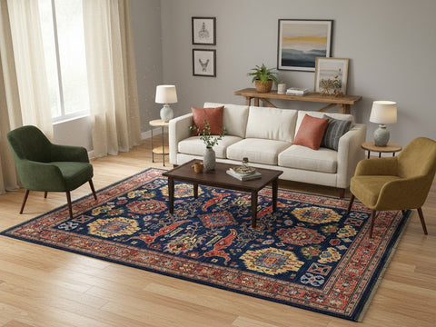 Hand-Knotted Sultanabad Vegetable-Dyed Wool Rug, 5' 1" x 6' 8"