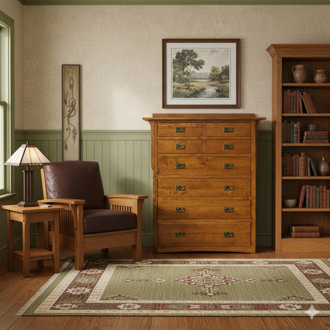 Mission Quarter Sawn Oak 8 Drawer Dresser