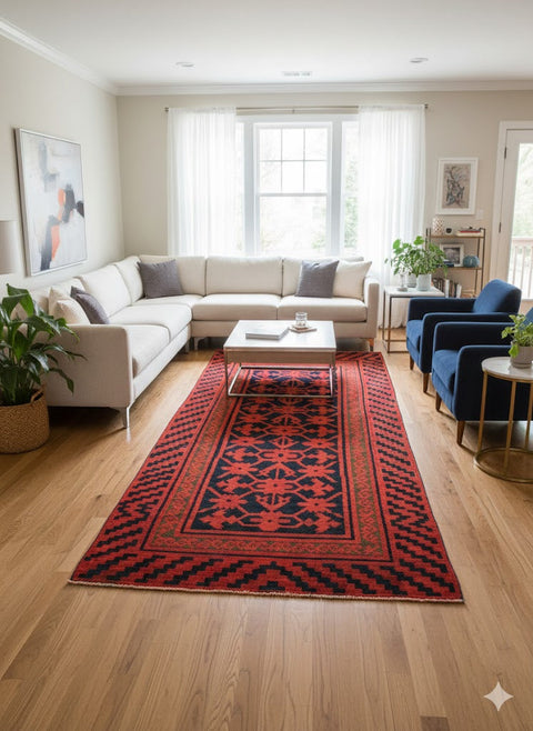 Timeless Beauty, Woven by Hand. Antique Persian Hamadan Rug, size 4' 2" x 9' 6"  (F)