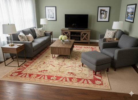 Hand-Knotted Sultanabad Vegetable-Dyed Wool Rug, 9" x 12"  (K)