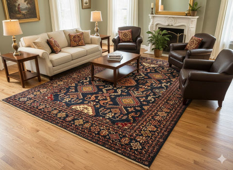 Hand-Knotted Vegetable Dye Kazak Rug from Pakistan, 9' 3" x 12' 8"