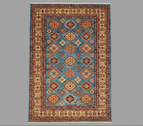 Hand-Knotted Vegetable Dye Kazak Rug from Pakistan, size 8' 9" x 11' 9"