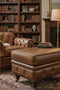 Chesterfield Leather Ottoman - Light Brown