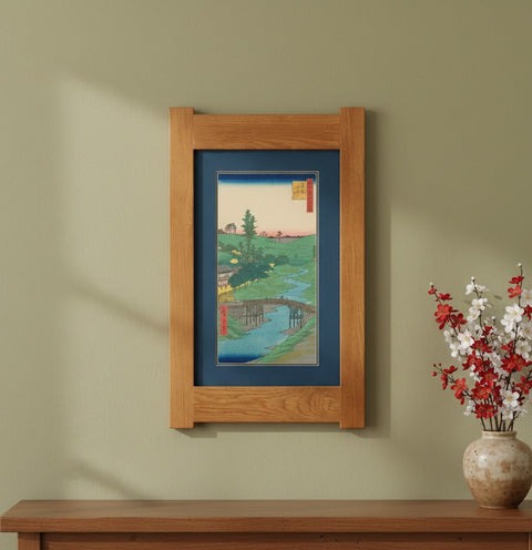 Arts & Crafts Mission Oak Framed Art with Serene River Landscape Michael's Cherry