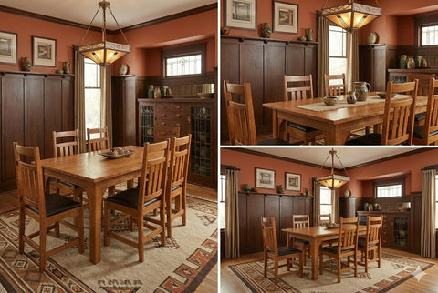 Mission 70" Solid Oak Dining Table Set with 6 Dining chairs - Michaels Cherry