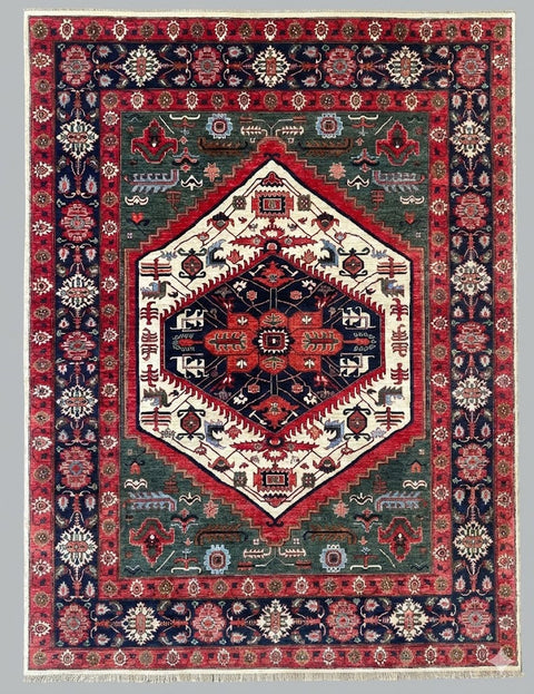 Hand-Knotted Heriz Vegetable-Dyed Wool Rug, 9' 1" x 12' 2"