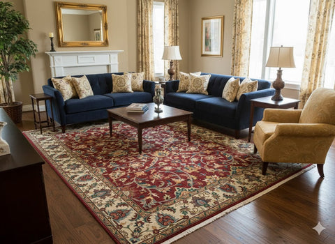 Sultanabad 100% wool Hand Made Rug - size 9" x 12"  (P)