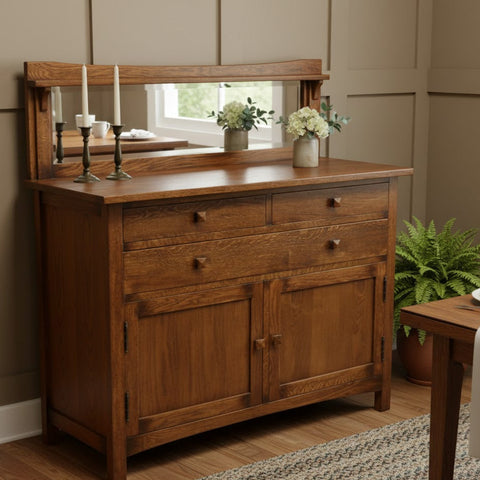 Pre-Order Mission Buffet Cabinet with Mirror - Dark - 50"